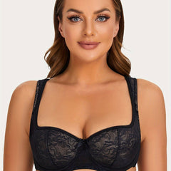 Floral Lace Underwire Balconette Bra