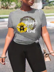  Bee & Slogan Print Tee & Biker Short Set