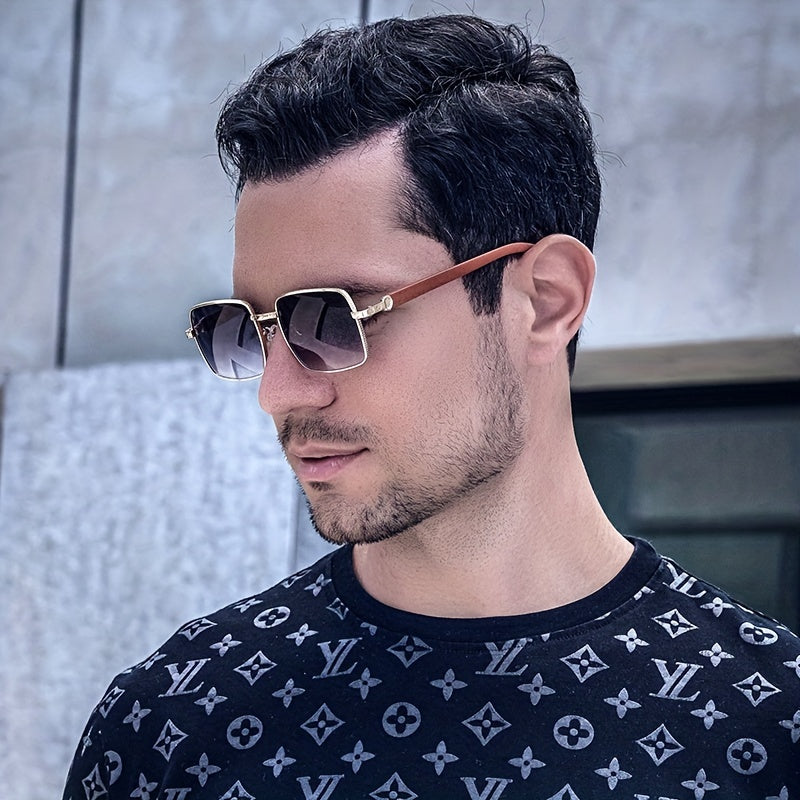 Men's Square Sunglasses Mature Business Beach Windproof Glasses