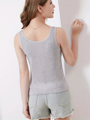 Women's Solid Padded Tank Top Soft & Comfy Stretch Sleeveless Lingerie