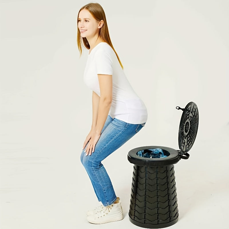Portable Camping Toilet Thickened & Height Adjustable Retractable Toilet