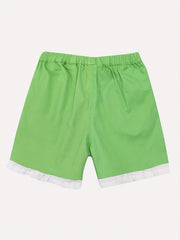 Kid Girls Casual Shorts Lace Trimming Elastic Waist Shorts With Pocket
