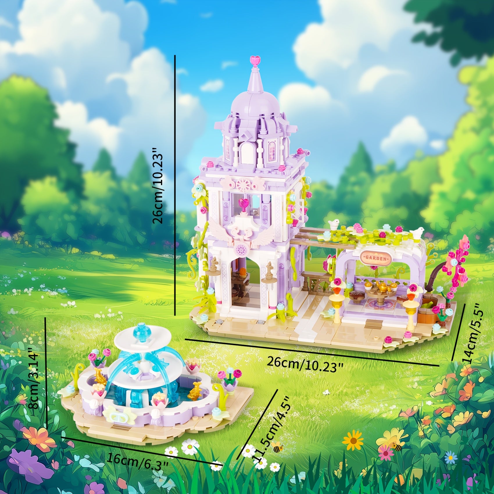 Garden House With Fountain Building Set