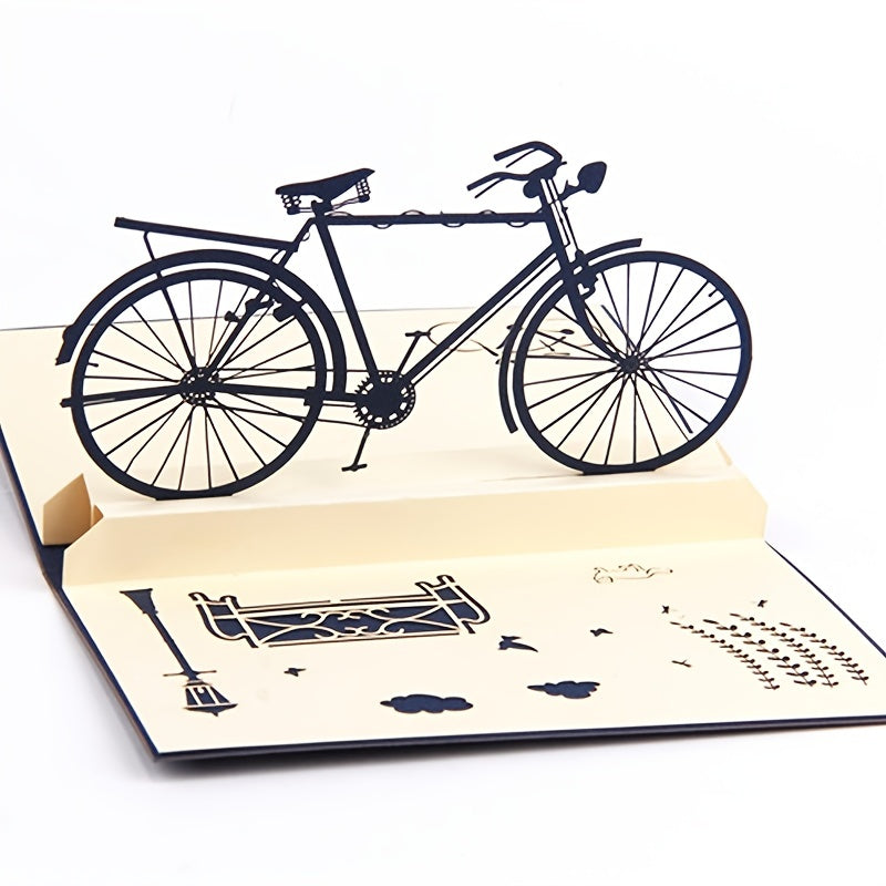 1pc Retro Bicycle Pop Up Card 3D Bicycle Greeting Card With Envelope