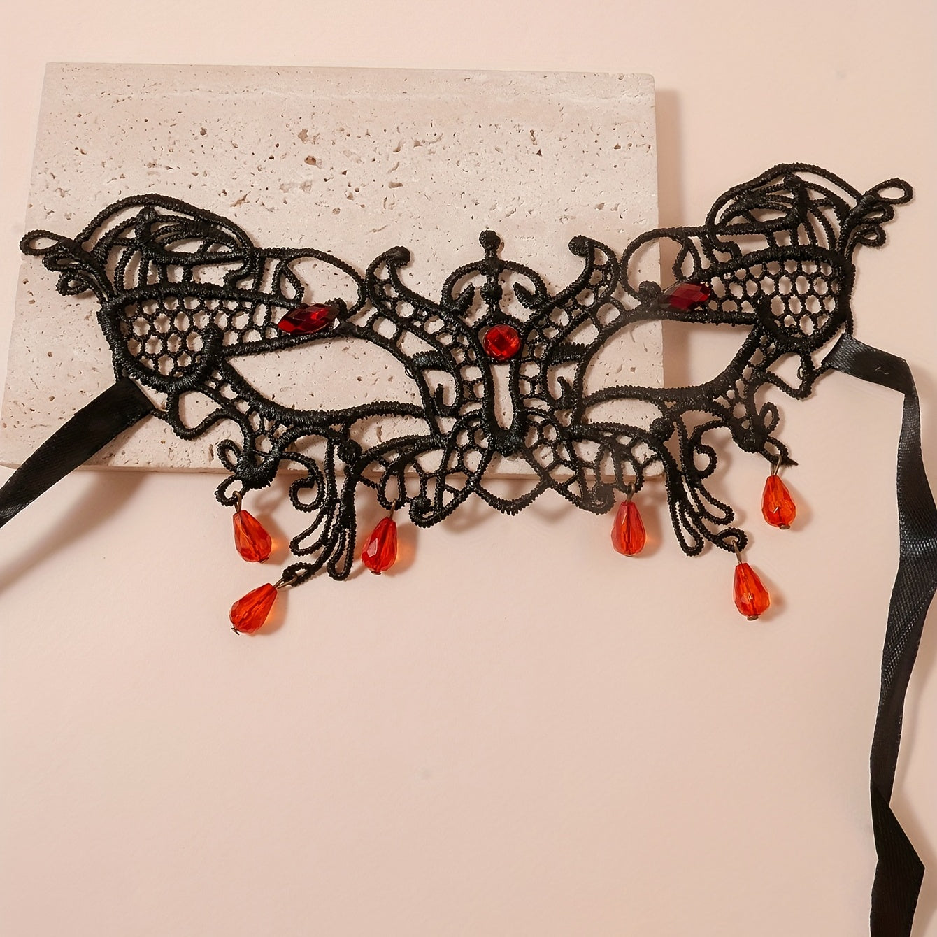 Lace Tassel Water Drop Pendant Prom Mask for Halloween Party