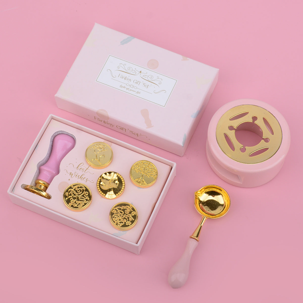 Wax Seal Set: Stamp, Heads, Stove, Spoon