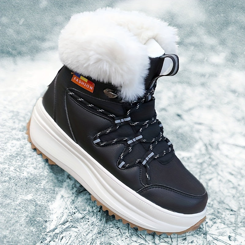 Plush Lined Thermal Snow Boots Chunky Non Slip Snow Shoes