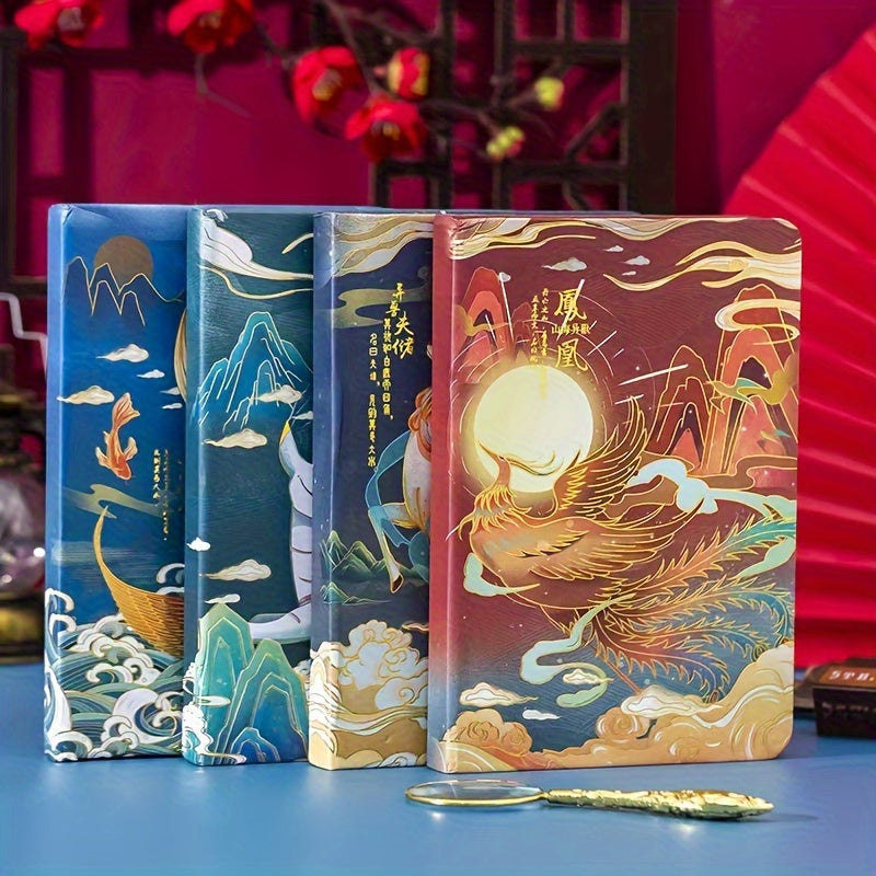 2 Pack Chinese Style Mythical Creatures Journal & Notebook Set Vintage Design