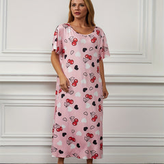  Cherry & Heart Print Sleep Dress