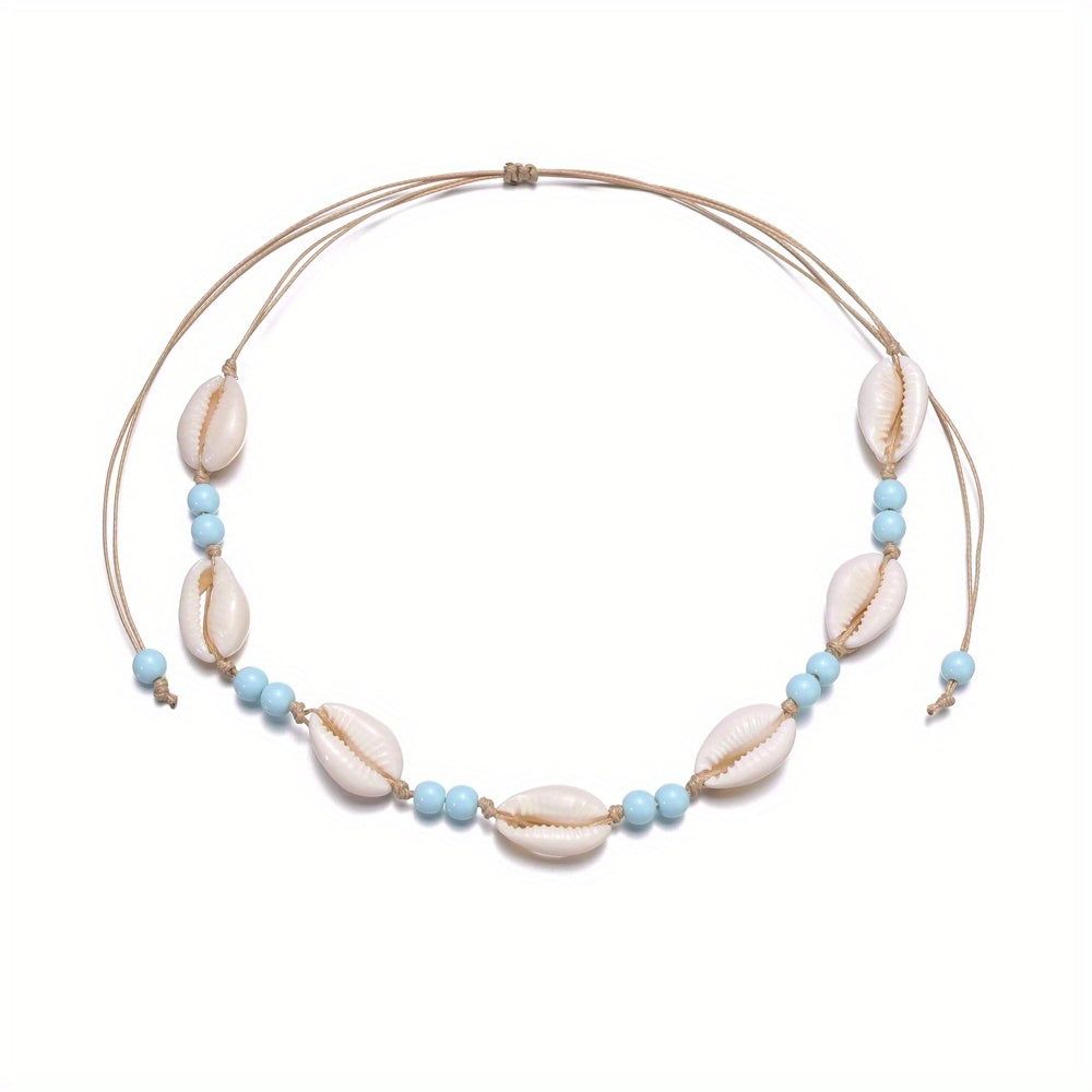 Vintage Braided Shell Ladies Necklace Summer Beach Style Neck Jewelry