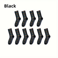Floral Print Socks Retro Court Style Mid Tube Women's Stockings