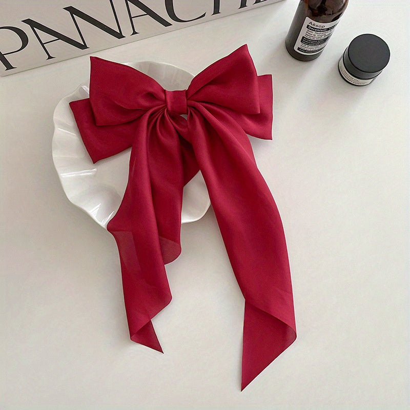 Huge Bow Hair Clip Long Streamer Duck Billed Clip Sweet Hair Accessory
