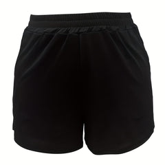  Solid High Rise Sports Shorts