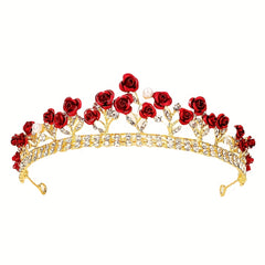 Faux Pearl Rhinestone Tiara Wedding Hair Accessory