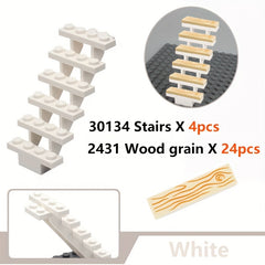 28pcs Wood Grain House Accessories Assembly Toys for Creative Kids & Adults