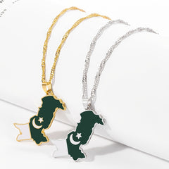 Geographic Map Pendant Necklace Artificial Jewelry