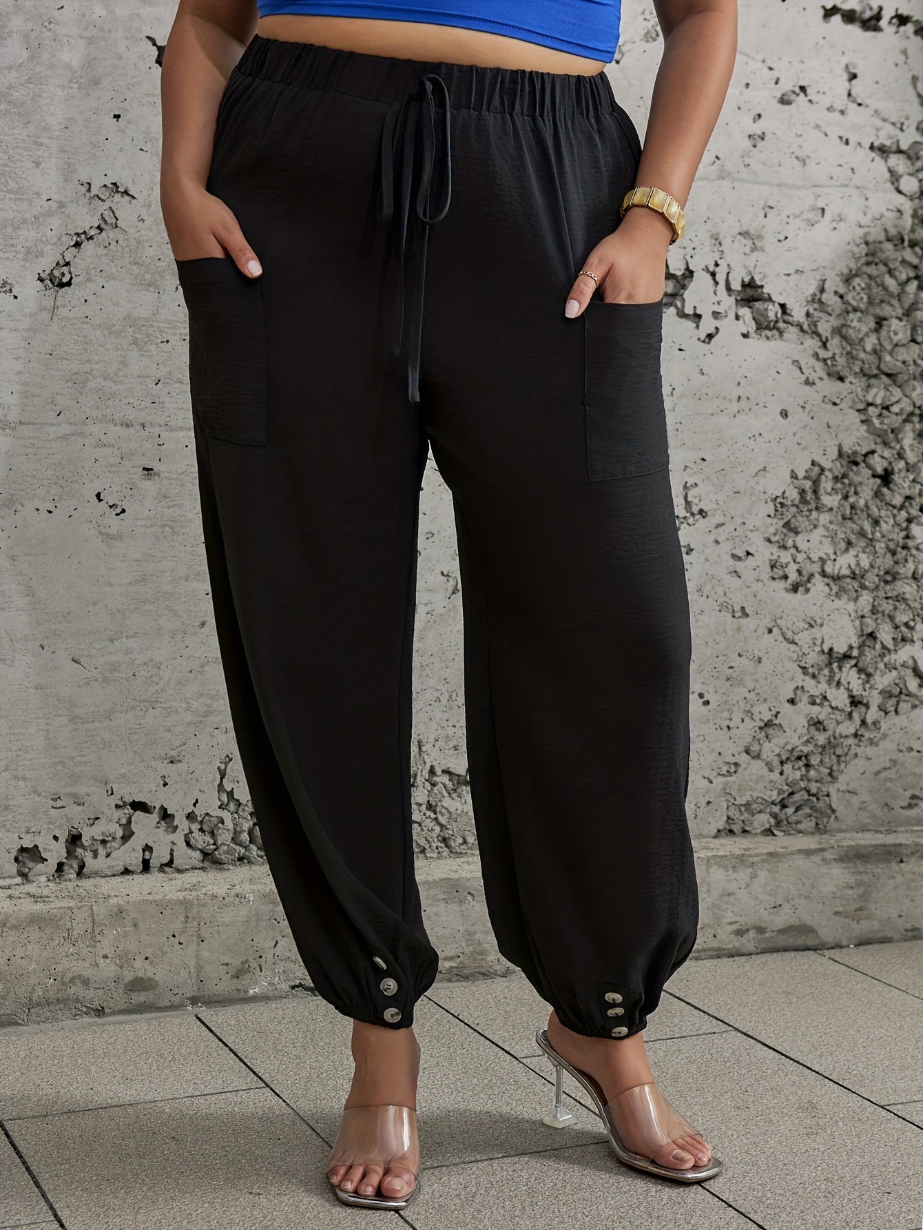  Women's High Rise Jogger Trousers With Pockets