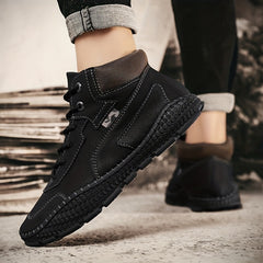 Men's Casual Stitch Solid Low Top Lace-up Boots