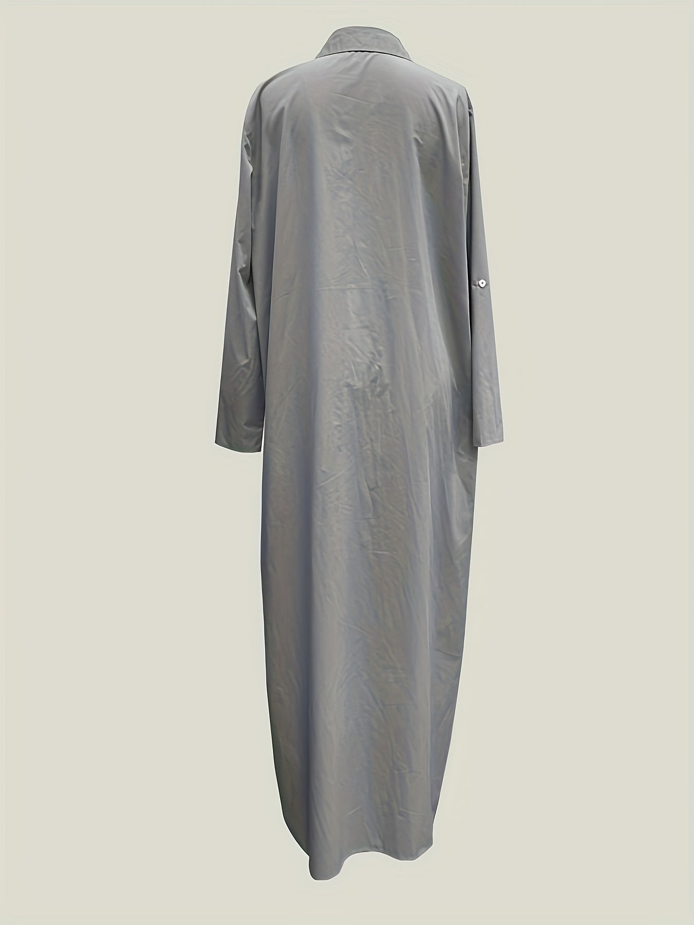  Solid Long Sleeve Maxi Shirt Dress