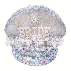 Sparkly Bride Hat Rhinestones Faux Pearl Decor Wedding Hen Do Hat