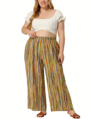 Women's Plus Print High Rise Wide Leg Trousers