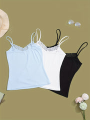 3pcs Lace V Neck Cami Top Lounge Tops