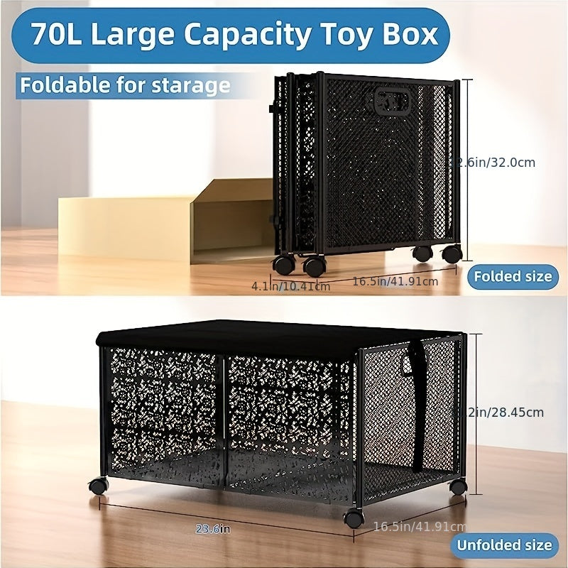 Large Toy Storage Box On Wheels Foldable Plastic Organizer