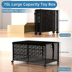Large Toy Storage Box On Wheels Foldable Plastic Organizer
