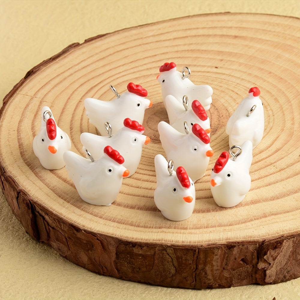 10pcs Cartoon Animal Rooster Pendants DIY Bracelet Necklace Accessories