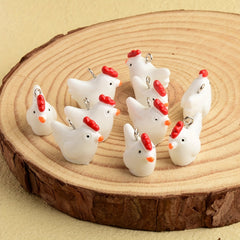 10pcs Cartoon Animal Rooster Pendants DIY Bracelet Necklace Accessories
