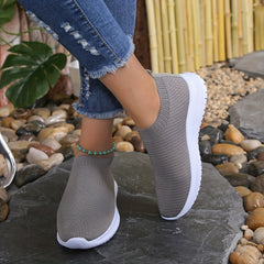 Dark Grey Stretch Woven Sports Shoes Women's Footwear