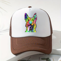 Y2K Rainbow Wolf Baseball Cap Mesh Trucker Dad Hat for Women