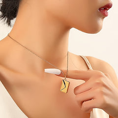 Personalized Name Necklace with Envelope Pendant - Stainless Steel