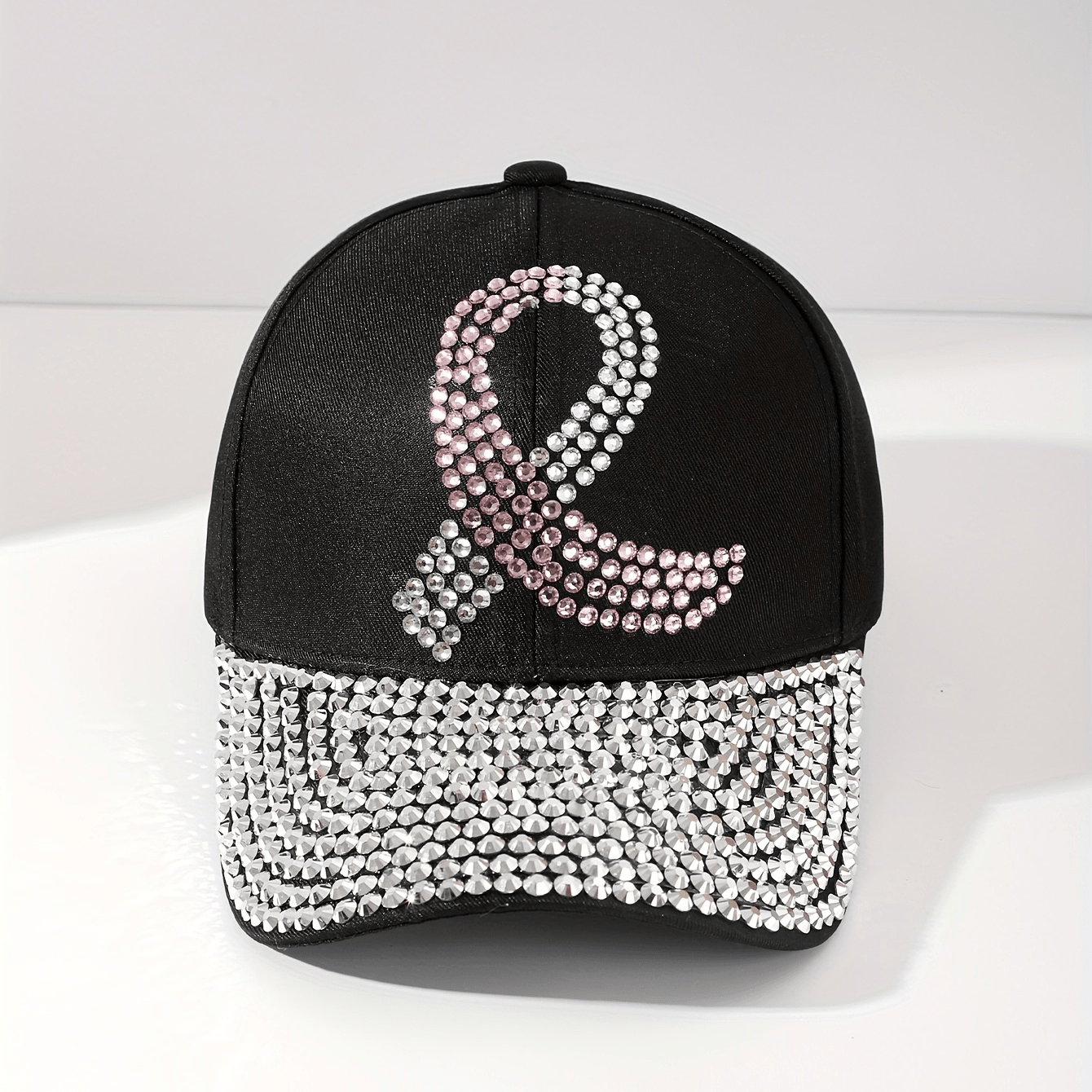 Pink Ribbon Baseball Cap Rhinestone