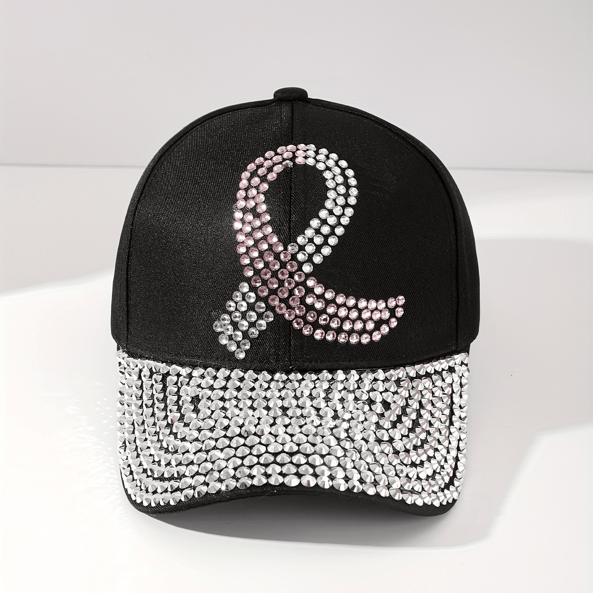 Pink Ribbon Baseball Cap Rhinestone