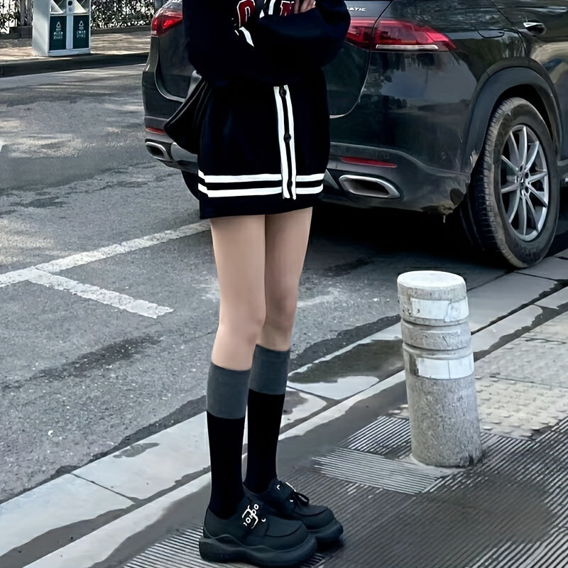 Colorblock Calf Socks Knee High Stockings