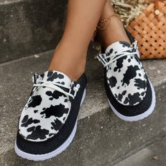 Women's Casual Sneakers Breathable Walking Shoes Cow Pattern Anti Slip