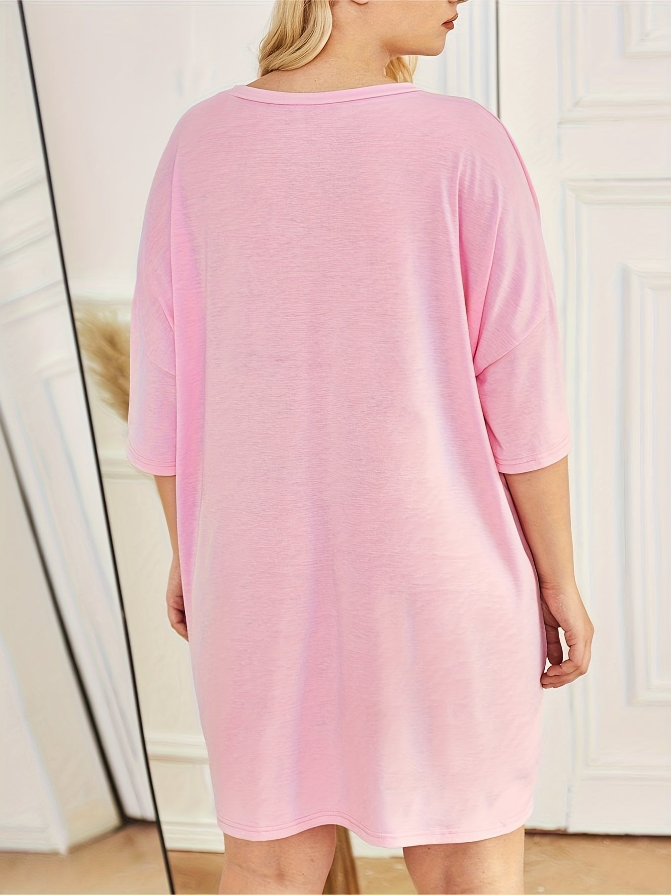  Casual Loungewear Dress Women's Plus Letter Print Half Sleeve