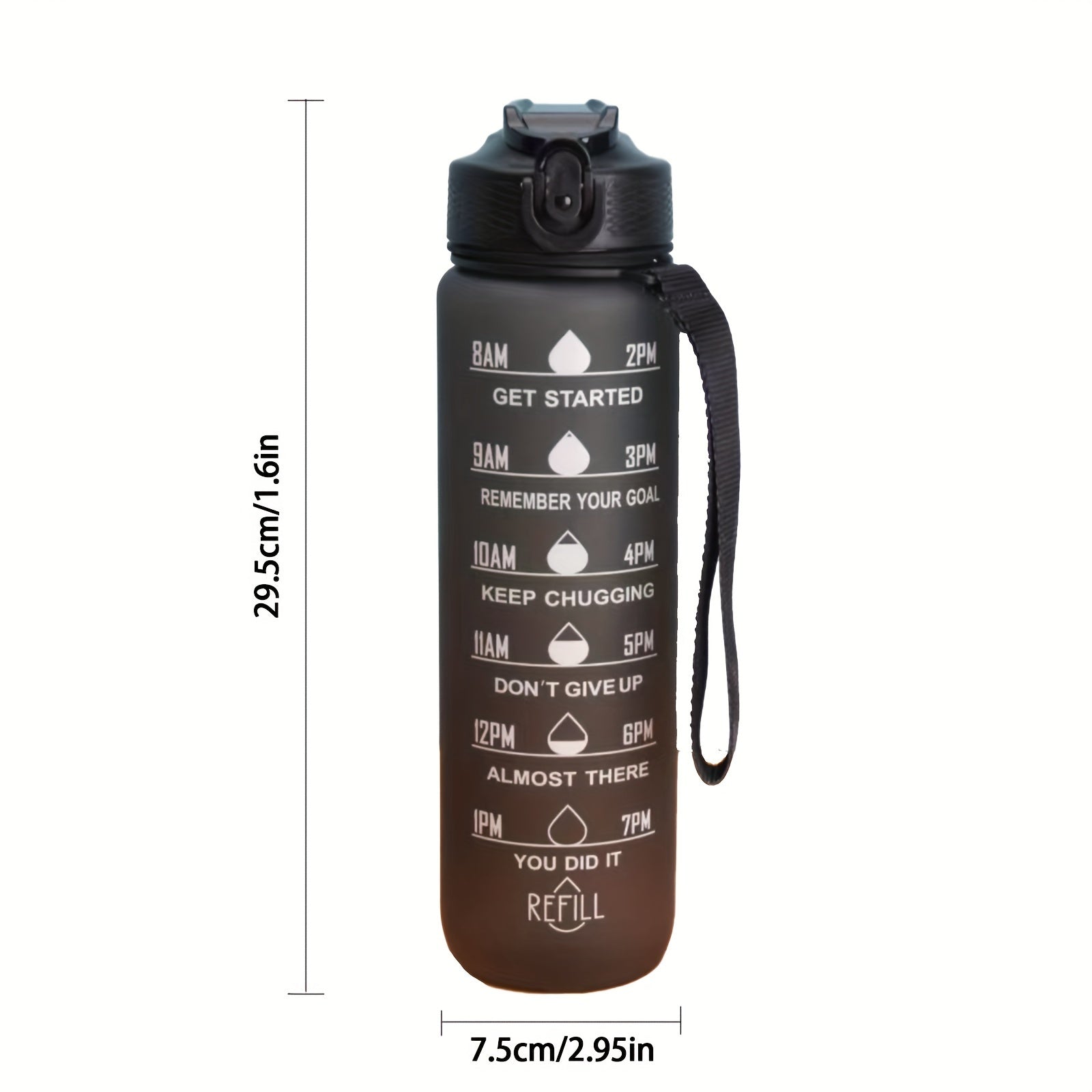 900ml Portable Water Bottle with Times Scale and Straw Leakproof Gradient Cup