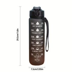 900ml Portable Water Bottle with Times Scale and Straw Leakproof Gradient Cup