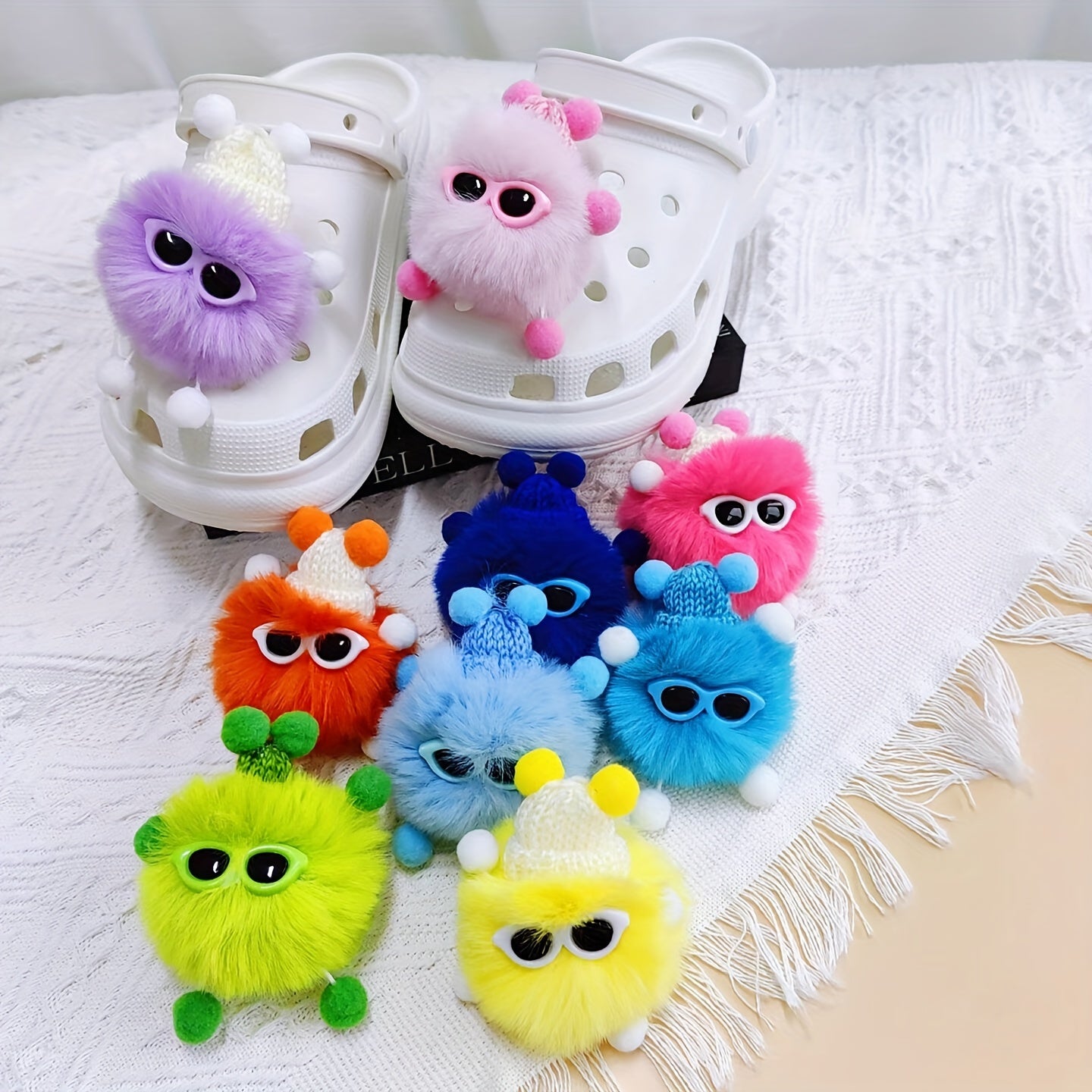 Colorful Fur Ball Shoe Buckles - DIY Detachable Shoe Accessories