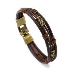 Braided Leather Rope Bracelet Men's Bangle Wax Thread Pair Buckle