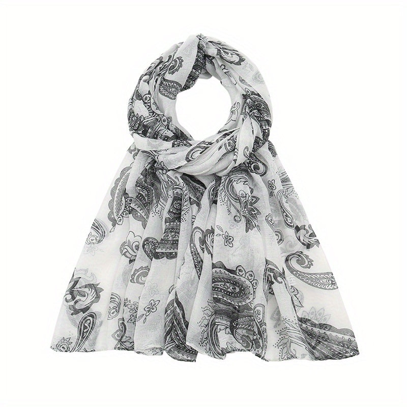 Paisley Print Voile Scarf Light Shawl Windproof Head Wrap Women