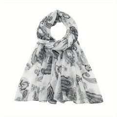 Paisley Print Voile Scarf Light Shawl Windproof Head Wrap Women