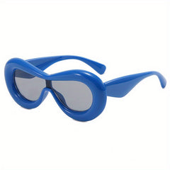 Vintage Oval Sunglasses for Women Gradient Thick Frame