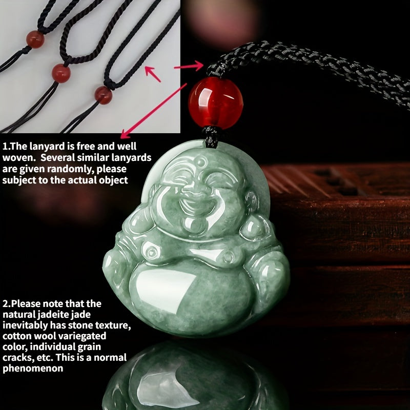 Natural Jade Pendant Necklace Men's Buddha Maitreya Pendant