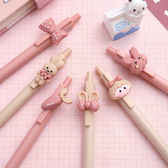6pcs Rabbit Girl Gel Pens 0.5mm Refill for Writing
