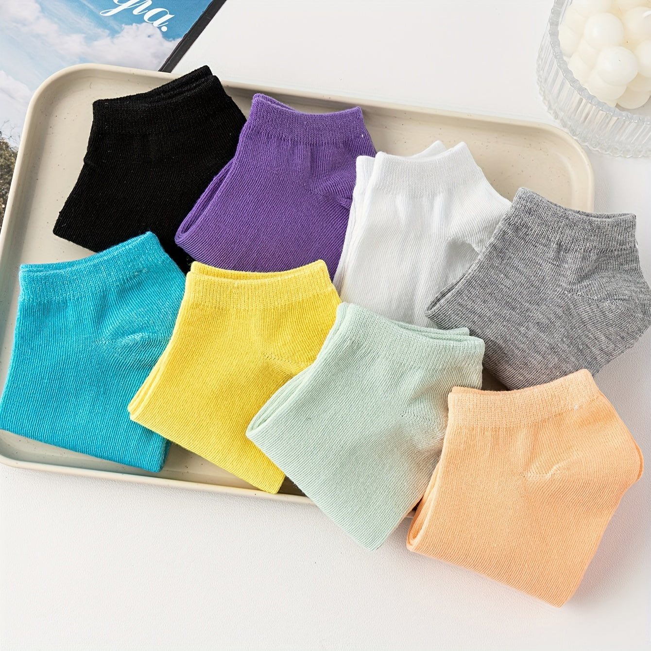 8 Pairs Crew Ankle Socks Comfy & Breathable All-match Socks Women's Stockings