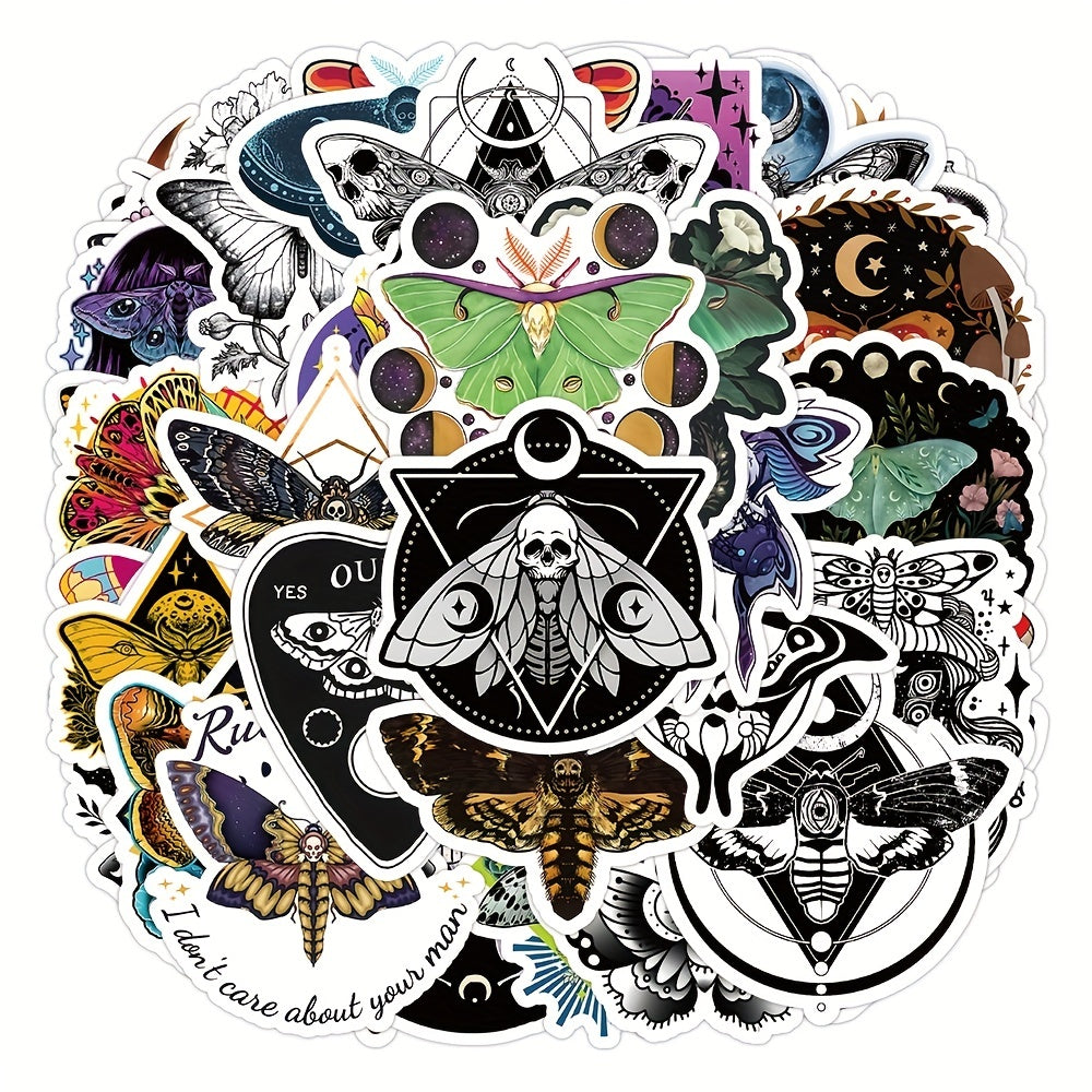 50pcs Ghost Moth Cartoon Stickers For Helmet Water Bottles Laptop Car Decal