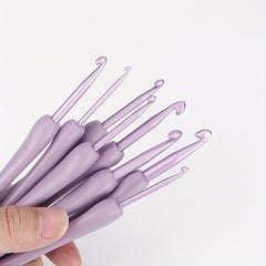 Purple Ergonomic Crochet Hook Set Lightweight Aluminum Crochet Needles